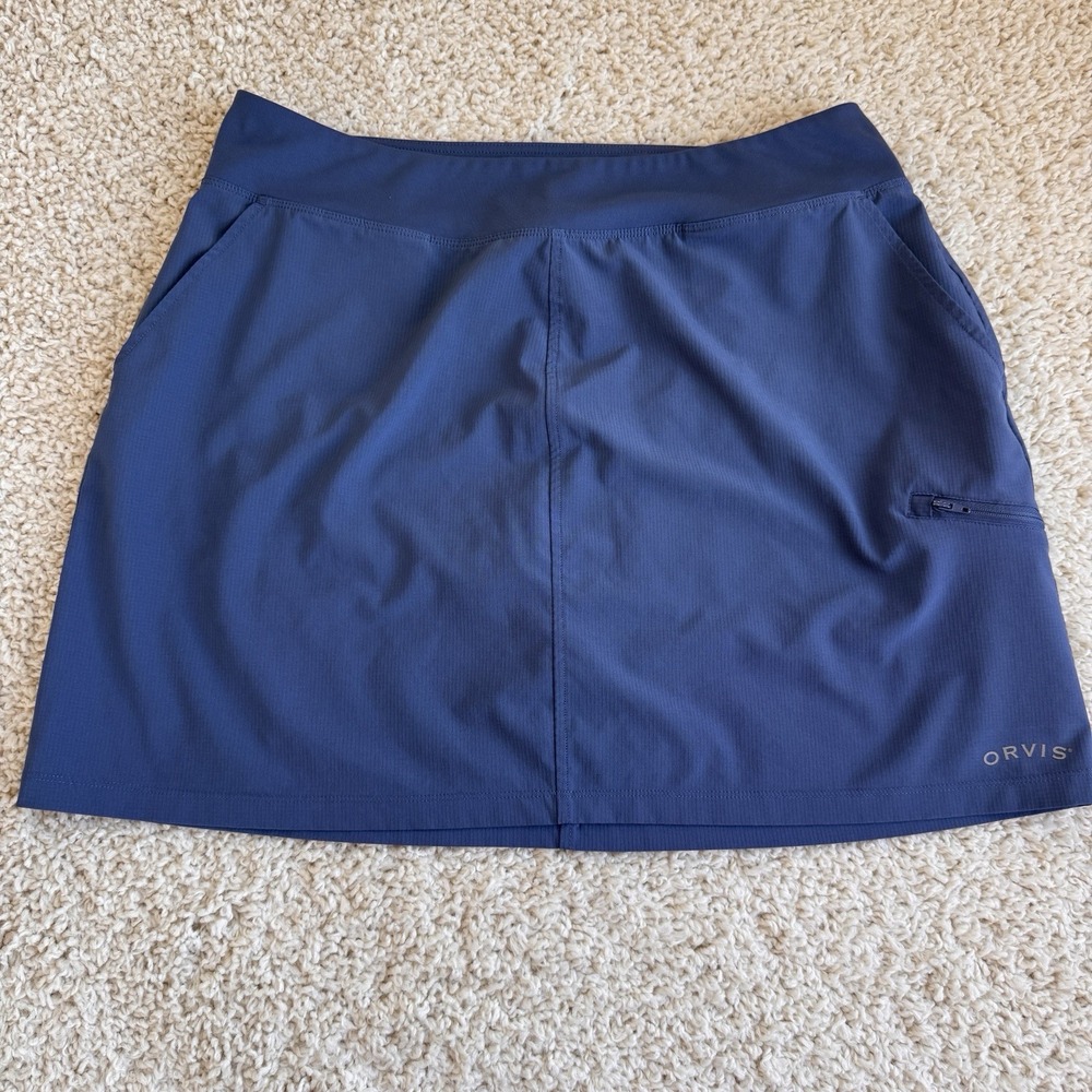 Orvis Skort Women Large Navy Blue Active Hiking Golf Performance Pocket